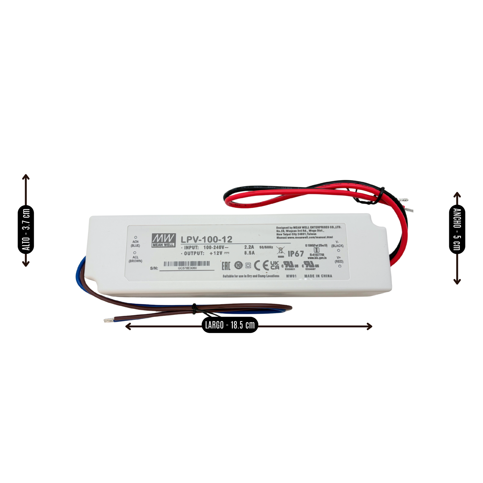 Fuente de poder exterior MEAN WELL 150w - Imagen 3